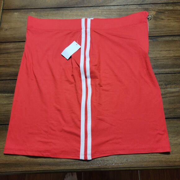 Joe Boxer Quarter Zip Mini Skirt Cotton Red w/ White Stripes - Size Jr Large NWT - Picture 5 of 7